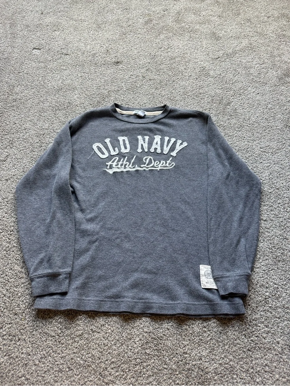 Old Navy kids  Charcoal Gray Crewneck Sweater with 'Old Navy Athl. Dept.' Logo